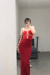 Marc Le Bihan Stretch Pleated Stretch Bandeau Dress or Skirt Collection MLB-25900-HONG Red Long Skirt 25900 25901